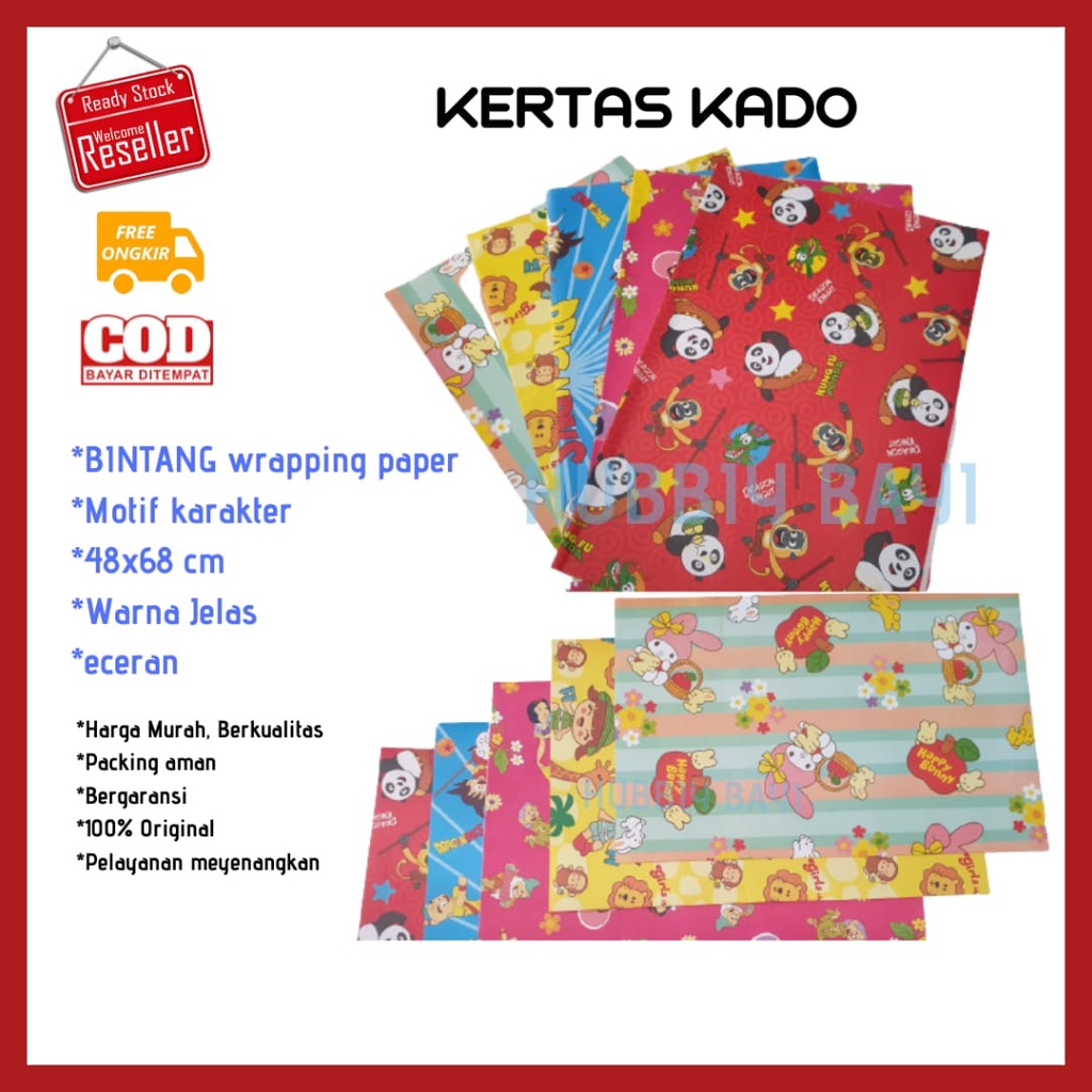 

TERMURAH!!!!!Kertas Kado Motif Karakter Lucu Bungkus Kado Ulang Tahun EcerWrapping Paper