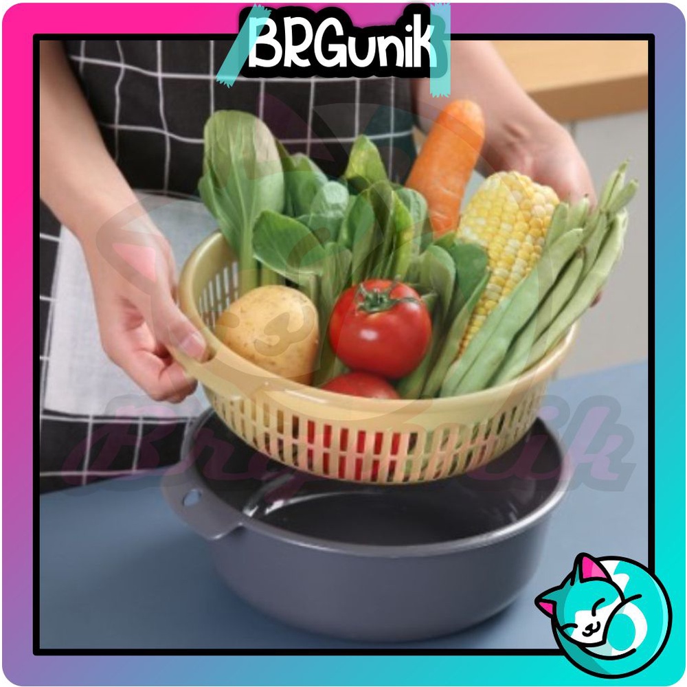 BRGUNIK Baskom 2in1/ Baskom Saring Buah / Tempat Cuci Buah / Tempat Cuci Sayur R429