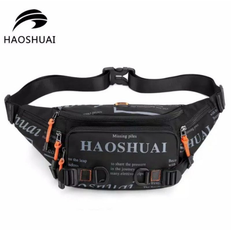 COD Tas Selempang Pria Haoshuai 5135  Waist bag original Tas anti air