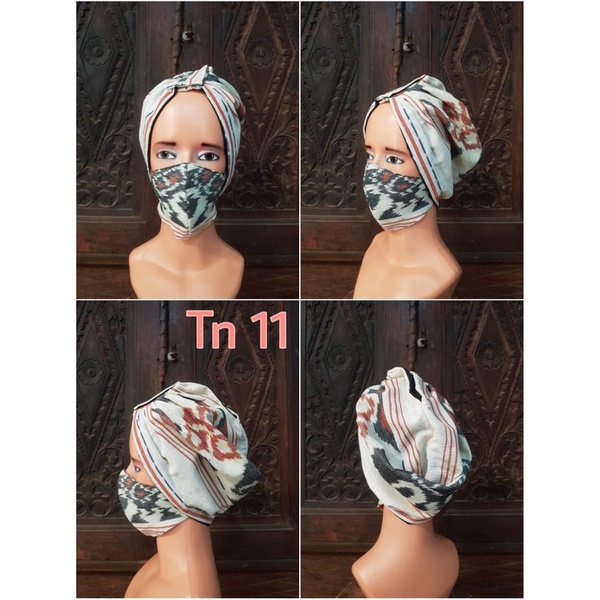 Turban Masker Tenun Set / Turban Instan / Turban Hijab
