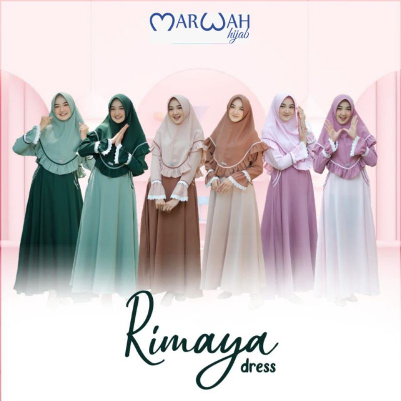 SET RIMAYA GAMIS + KHIMAR PREMIUM ORIGINAL BY MARWAH HIJAB