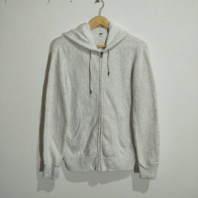 Ziphoodie Hoodie Jaket Sweater Uniqlo Misty White Original