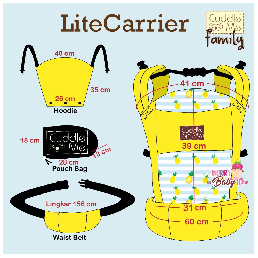 Cuddle Me Lite Carrier Gendongan Depan Gendongan Bayi Ori Garansi 1 Tahun CuddleMe Berry Mart