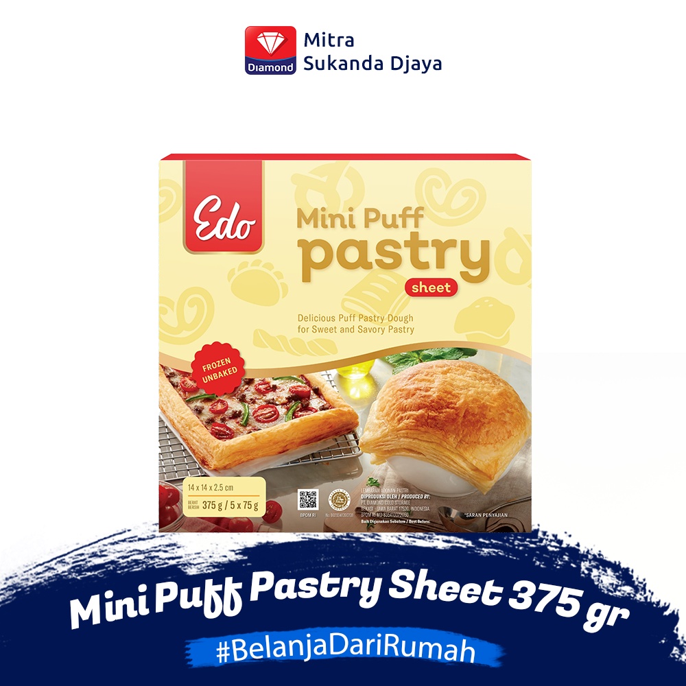 

Edo Puff Pastry Sheet 750gr / Mini Puff Pastry 375gr Kulit Croffle Kulit Croissant | Edo Mini Puff Pastry 375gr bisa buat Zuppa Soup