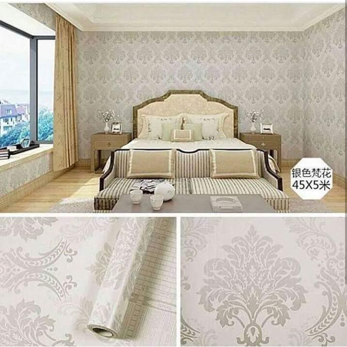 Wallpaper Dinding Sticker Batik Silver