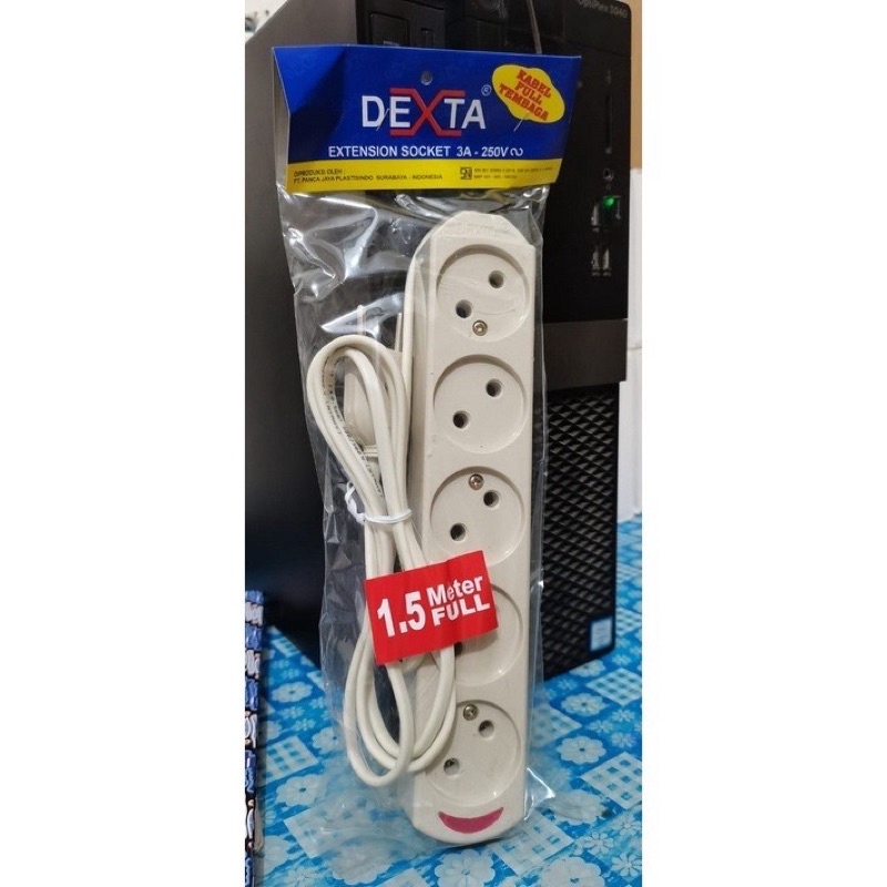 Hope Store - Stop Kontak Listrik Gepeng 2 3 4 5 Lubang + Kabel 1,5 3 5 Meter Full SNI DEXTA