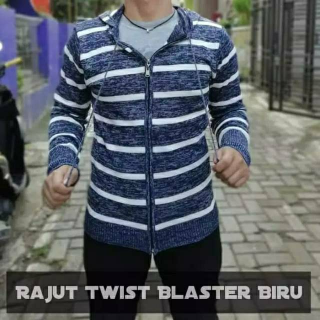 Jaket pria rajut salur tuwton