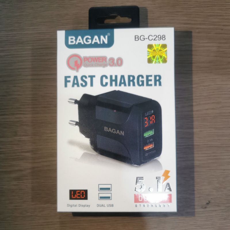 Adaptor Charger Bagan BG-C298 2 USB Batok Charger BG C298 Fast Charger