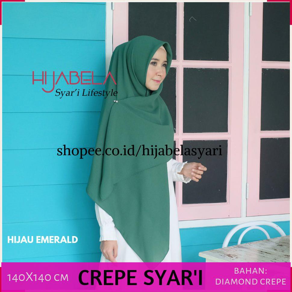 Hijab Syari Jilbab Segi empat Crepe Umama Scarf Kerudung Segiempat