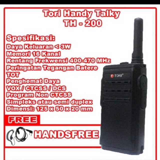 Walkie talkie tori th 200