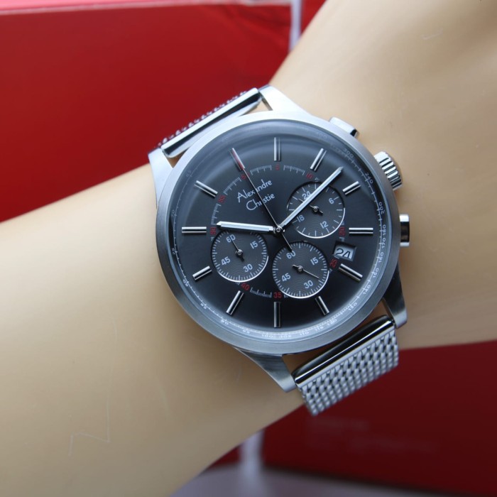 [ ORIGINAL ] Jam Tangan Pria / Cowok Alexandre Christie 6574 AC 6574 - ROSEGOLD BLACK ori
