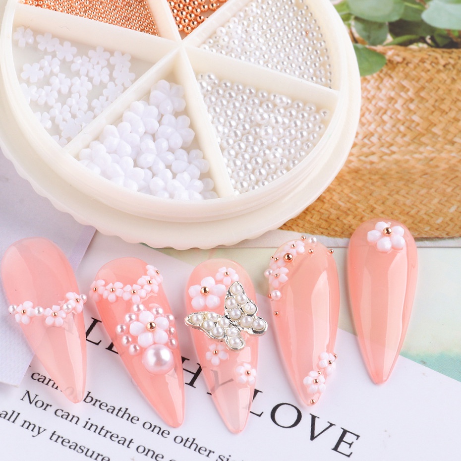 Ornamen Manik Kuku Beberapa Gaya DIY Mutiara Imitasi 3D Kuku Seni Pesona Manik-manik Dekorasi Nail Art