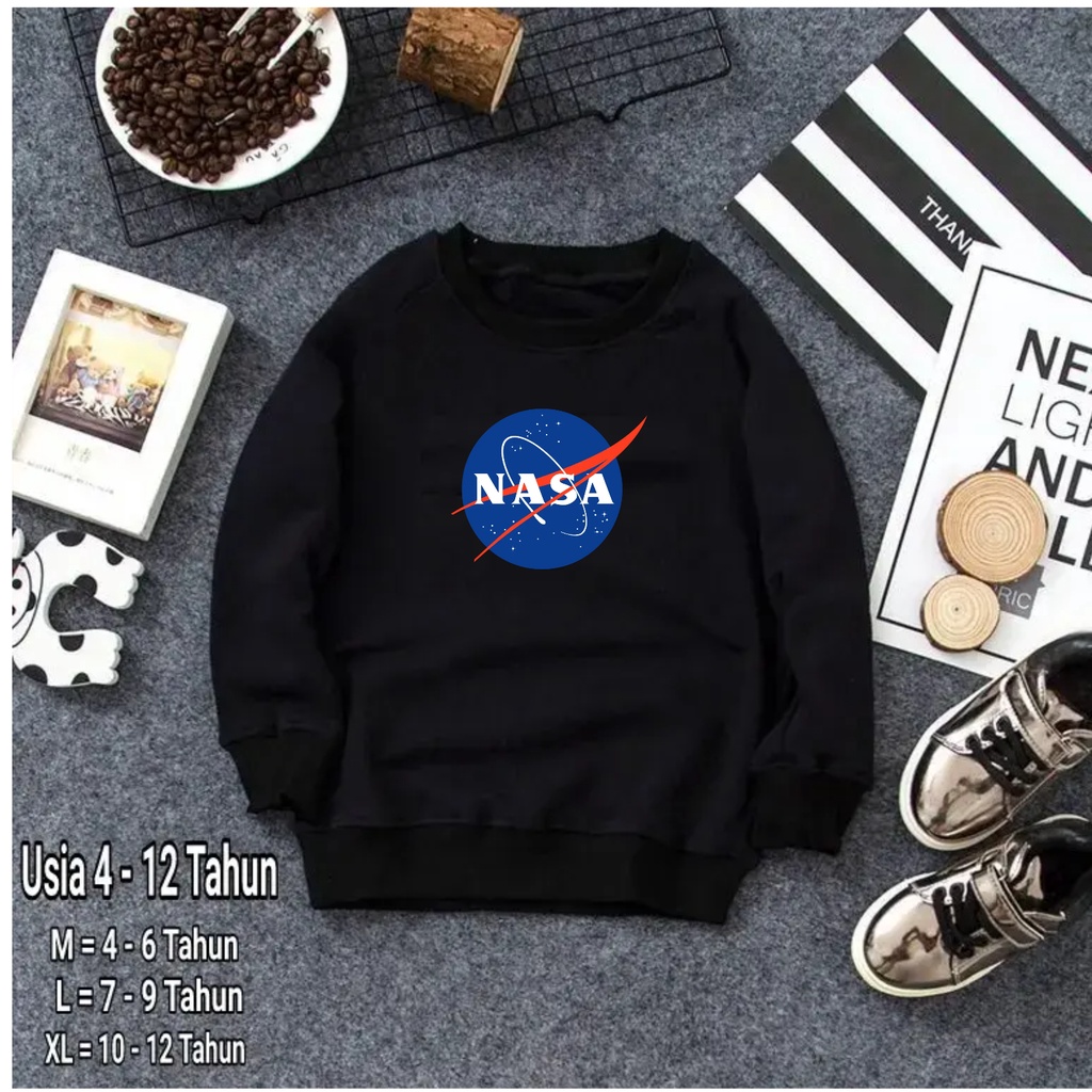 sweater crewneck anak unisex usia 4-12 tahun/sweater crewneck anak terbaru cowok cewek/jaket anak model crewneck