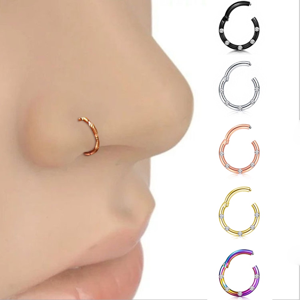 1 Pc Anting Hoop Helix Ring Klip On Hidung Bibir Telinga Palsu Untuk Pria Wanita