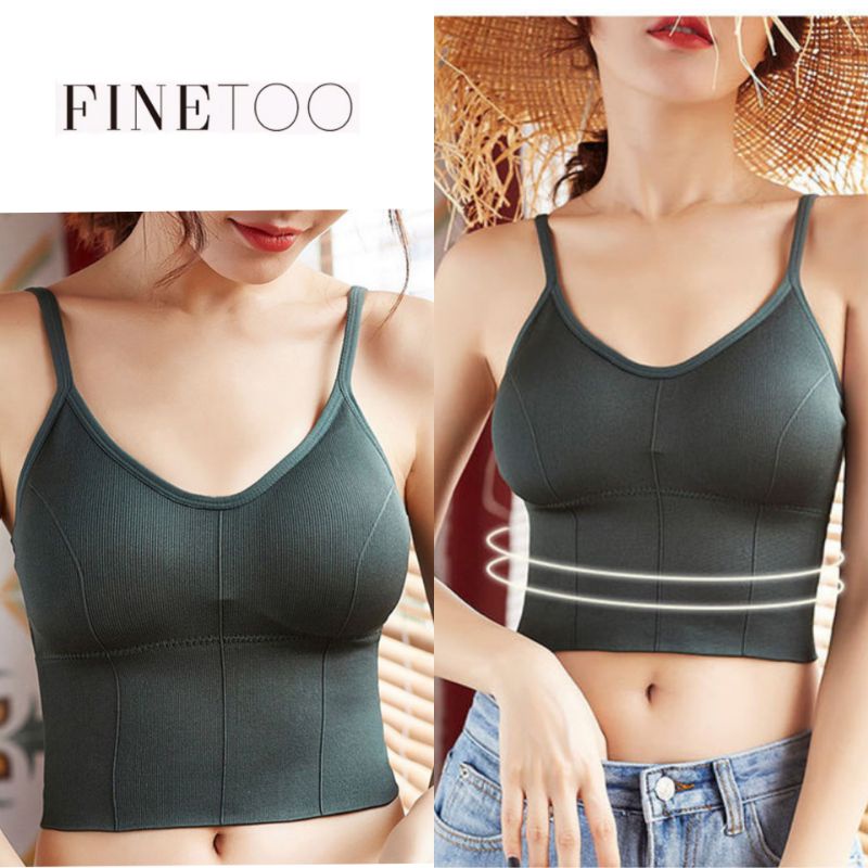 FINETOO FT06 Sport Bra Busa Tanpa Kawat Atasan Tanktop Crop Top Push Up Camisol Gym Fitness Jogging