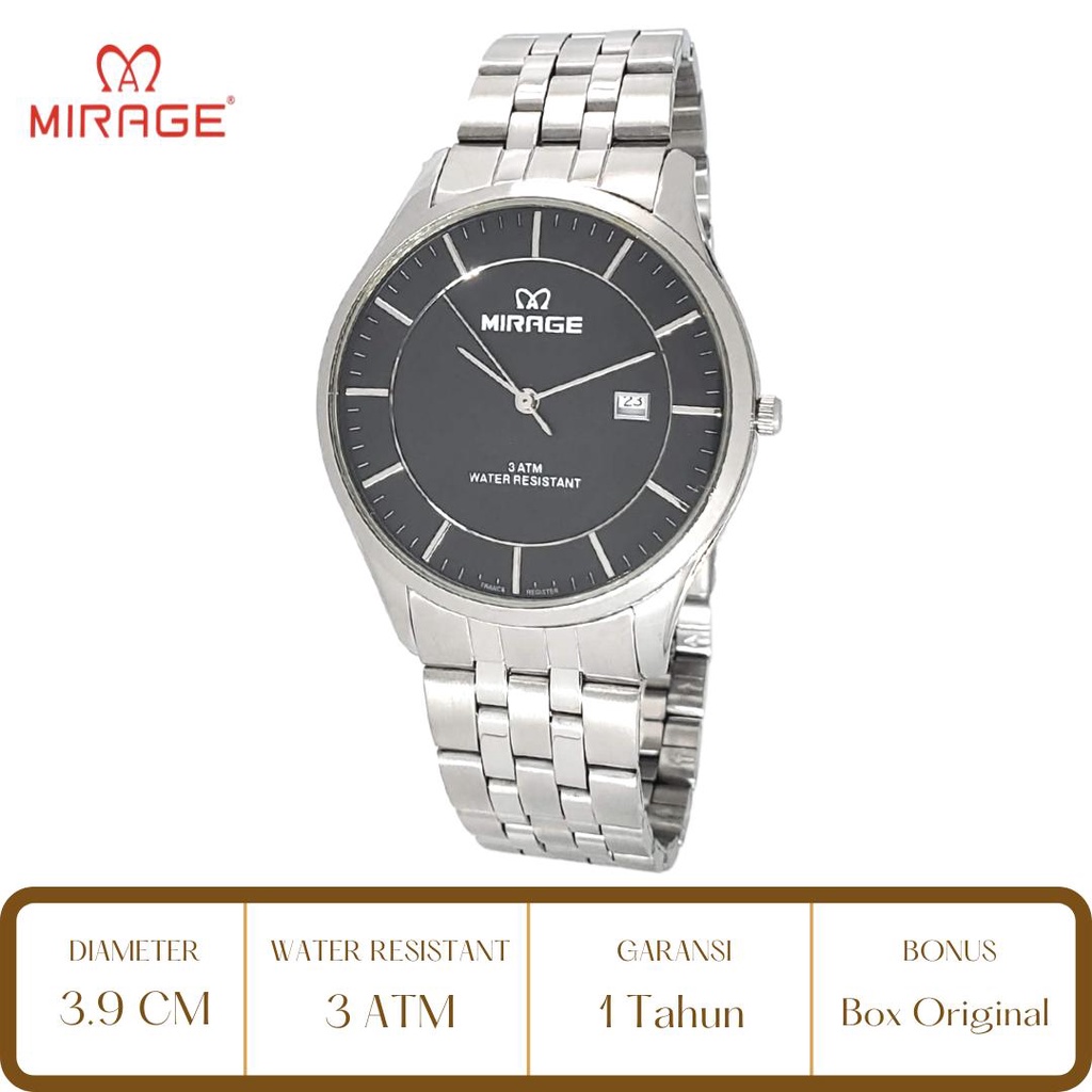 Mirage Watch Official Jam Tangan Pria Mirage Silver 8544 BRP M