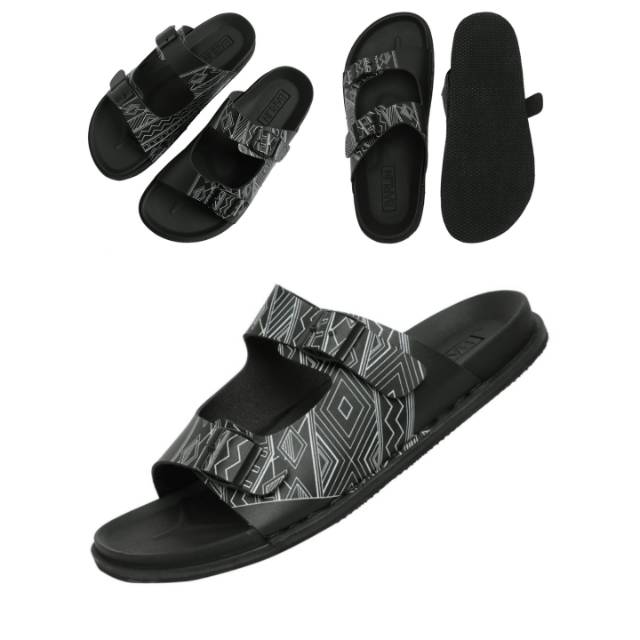 Sandal Pria Silde Hitam - Coklat Murah / Sendal Santai Pria