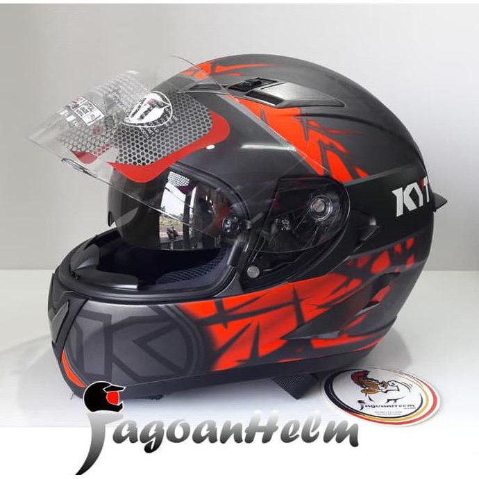 KYT HELM FALCON 2 SPIKE | BLACK RED DOFF | FULLFACE BUKAN VENDETTA