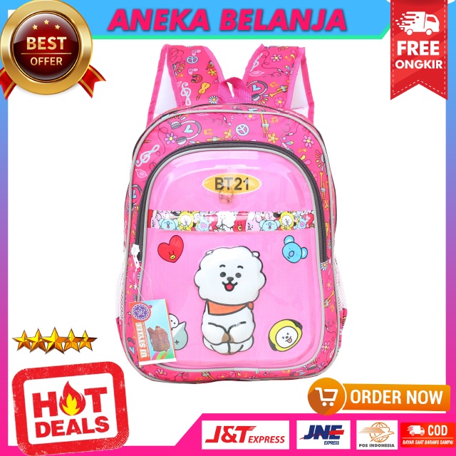 Ransel Sekolah Anak Perempuan TK PAUD Model Lampu Boneka Warna Pink Keren Imut Lucu Tas Anak Cewek Murah Kekinian Bahan Awet Tebal + Lampu LED Terlaris Berkualitas