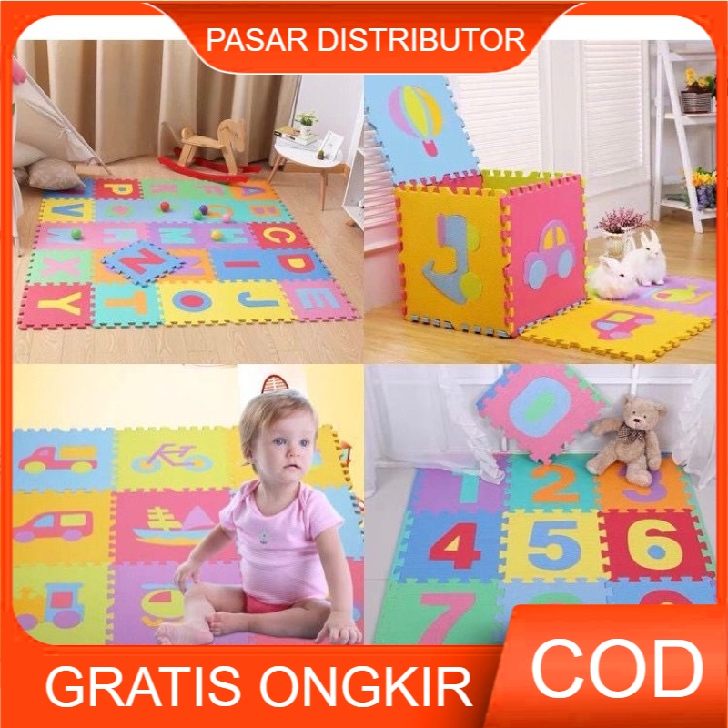 Mainan Anak Puzzle Mat Eva mat 30cmx30cmx1cm Alas Lantai Puzzle Lantai Puzzle Tebal Isi 9