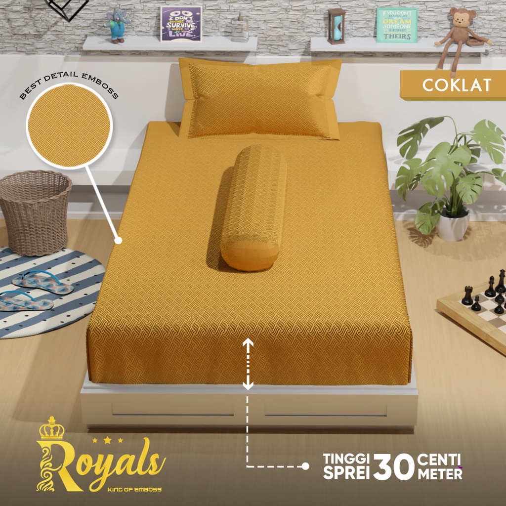 Royals Sprei Jacquard Emboss Uk 100/120 - Coklat