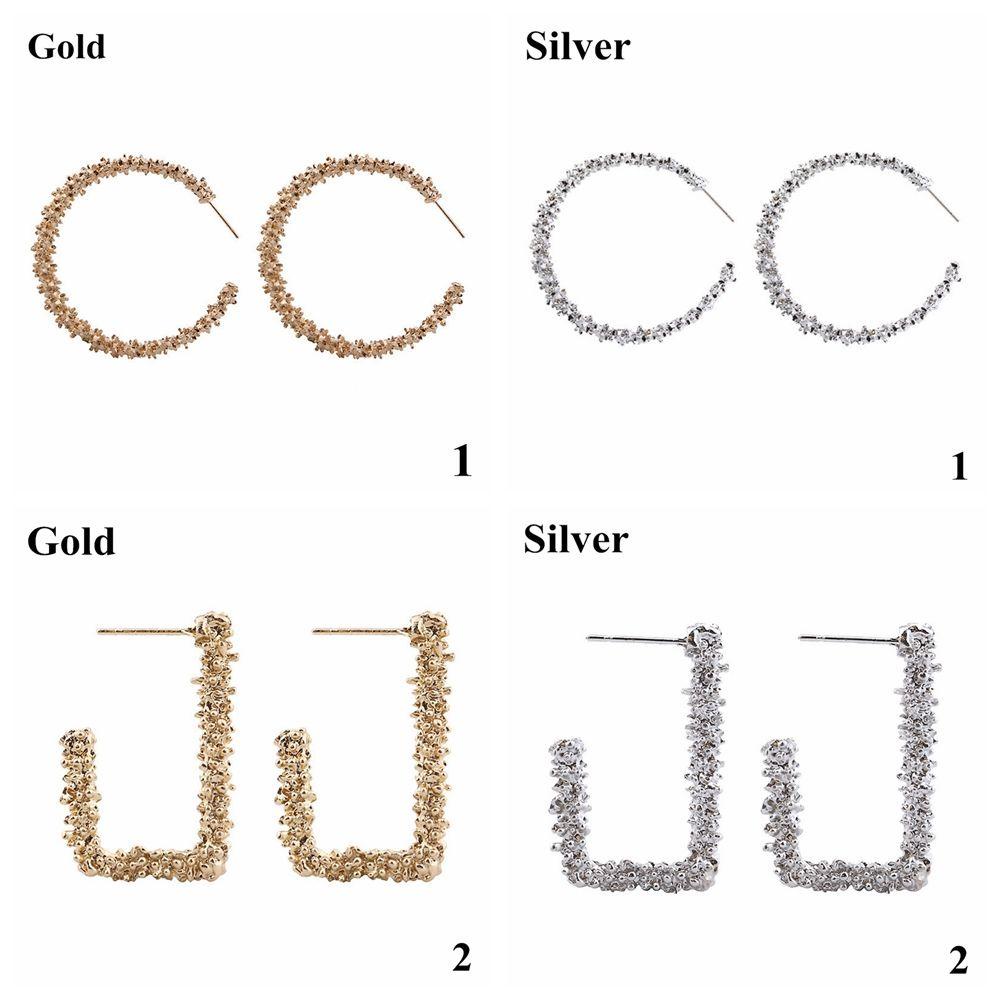 Lily 1pasang Menjuntai Drop Earring Perhiasan Aksesoris Berlebihan Bentuk C Bulat Boho Gothic Metal Statement