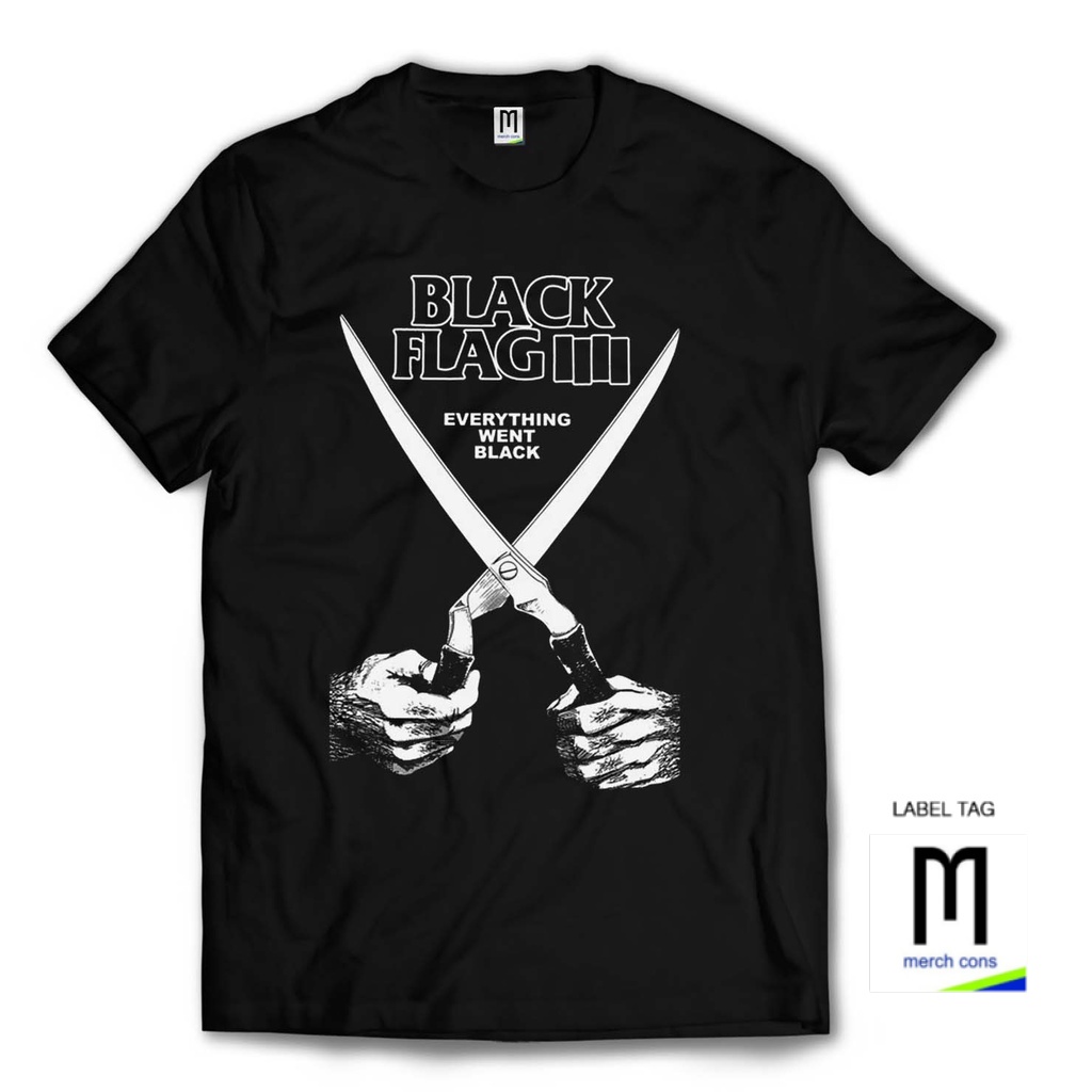 BLACK FLAG-Kaos Band Punk / Size luar / Tag Merch Cons-Hitam