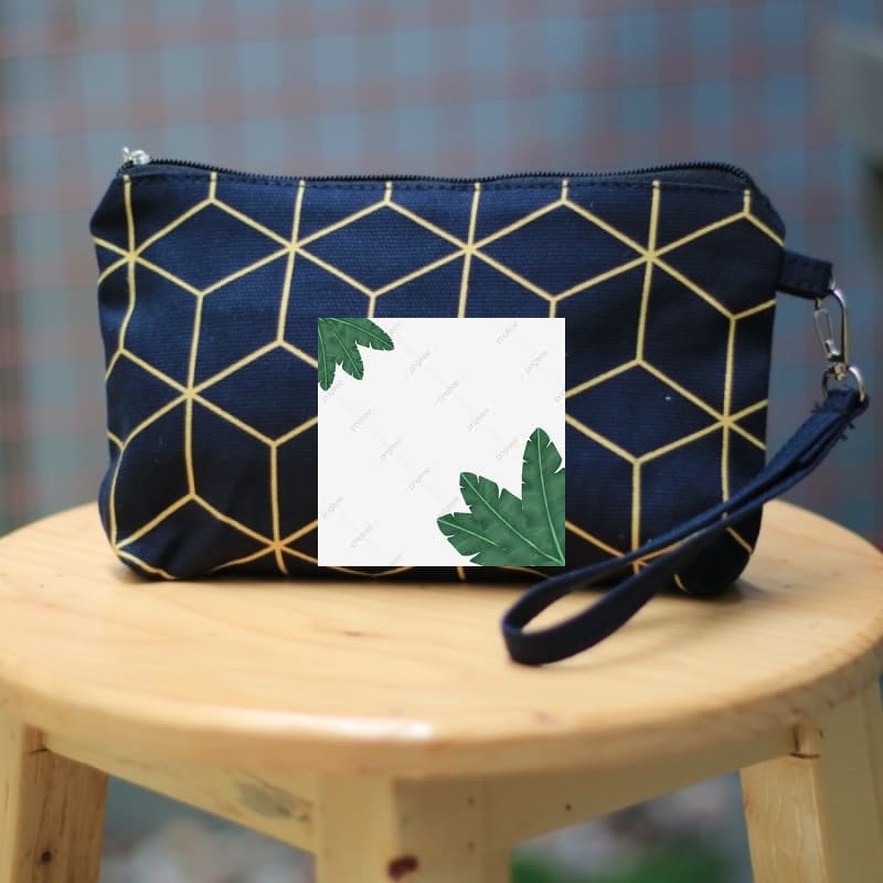 Murah Dompet Pouch Wanita Kanvas CUBE - Hitam Elegan