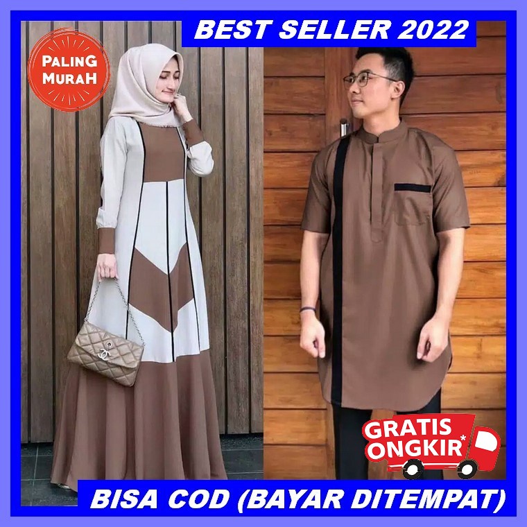 Terbaru / Sarimbit Ethica 2022 / Gamis Dewasa Kagumi 230 Sea Pine / Koko Dewasa Baju Gamis Couple Pa