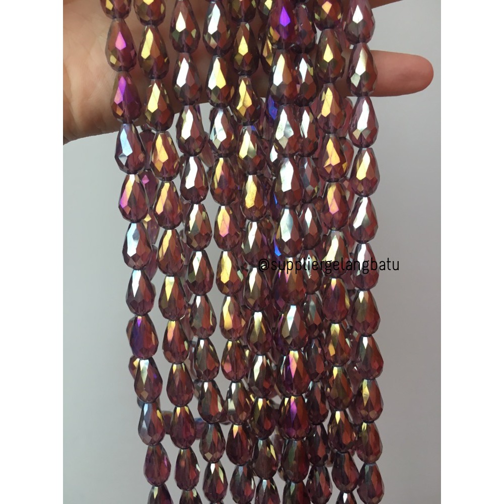 kristal Tetes ceko 15mm x 10mm METALLIC BROWN PURPLE cokelat PREMIUM bahan craft supplier aksesoris