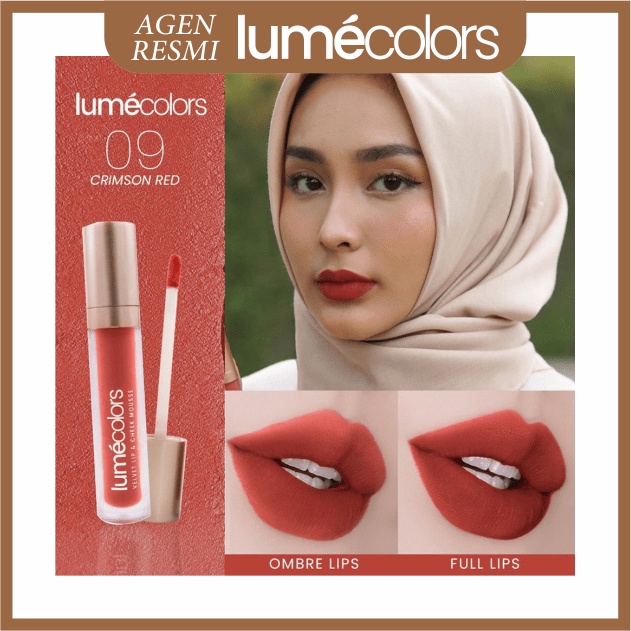 Lipstik Liptint Lumecolors Lumecolor Lumecolour Warna Crimson Red Lip and Cheek Mousse Lip Balm Lipc
