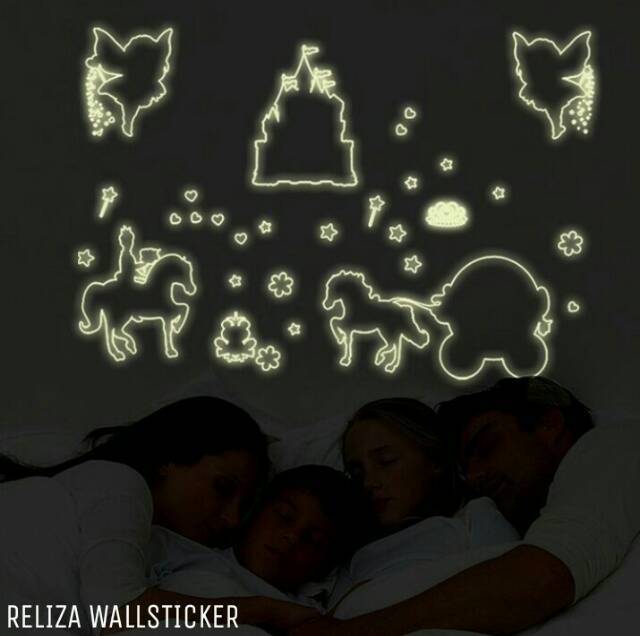 RELIZA WALLSTICKER ISTANA KUDA GLOW IN THE DARK ANAK KIDS KERETA KUDA PERI STIKER DINDING