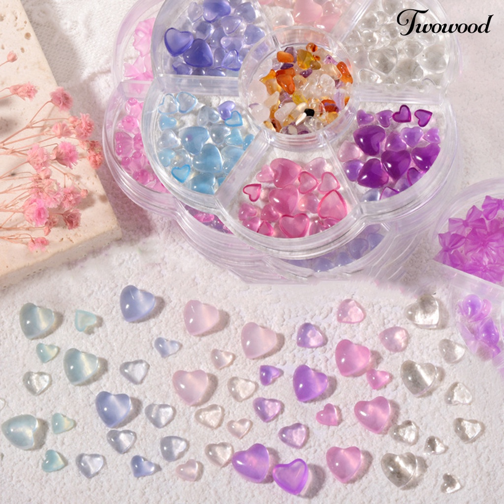 1 Kotak Ornamen Kuku 3D Bahan Resin Warna Cerah Untuk Dekorasi Manicure Wanita