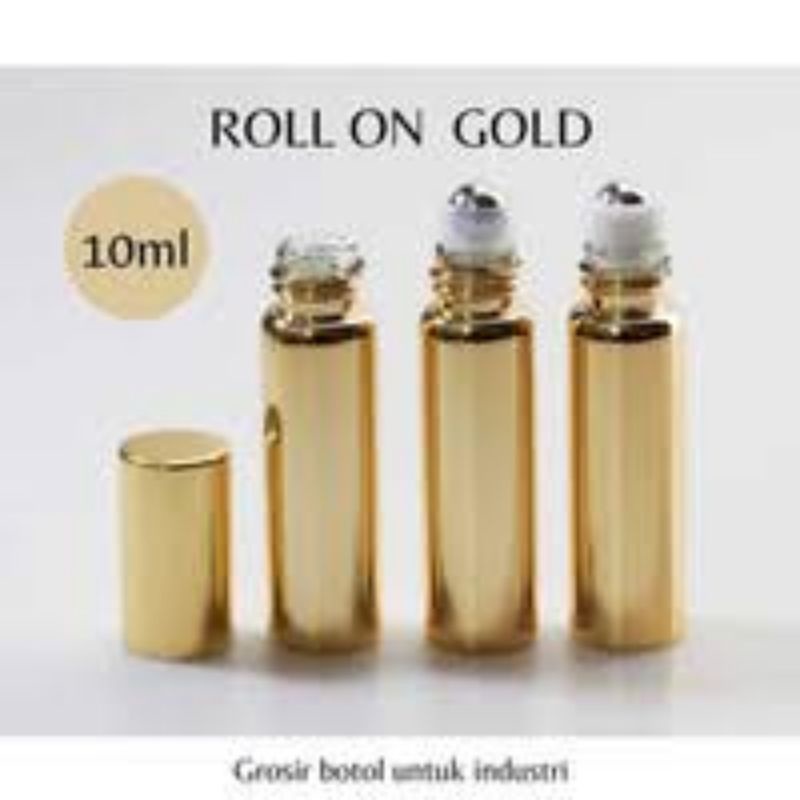 TT2 Botol ROLL ON UV 10ml | Botol Wadah isi ulang parfum kosmetik minyak angin Rol Putar Import Gold emas silver black hitam