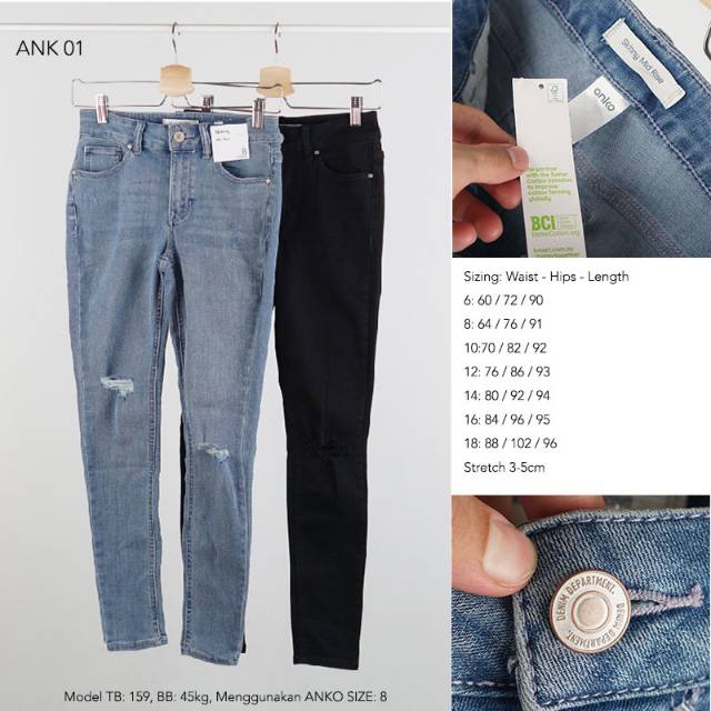 ANKO ORIGINAL ripped distressed skinny jeans MID RISE celana jeans model sobek