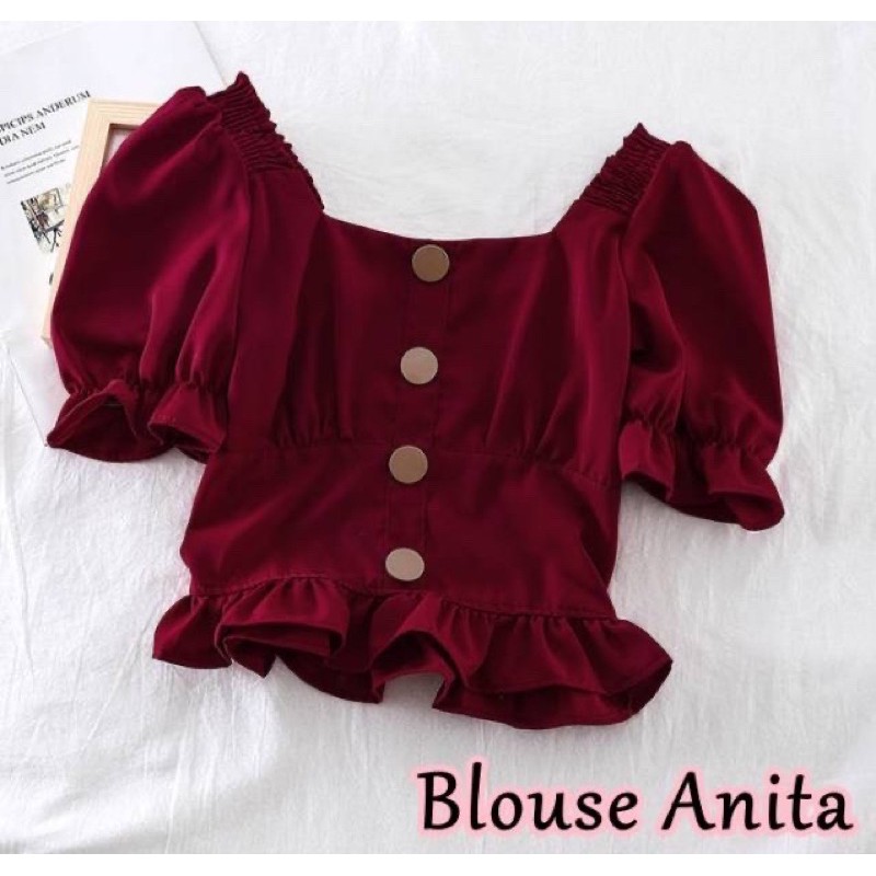 BLOUSE ANITA & SHARITA/ BLOUSE WANITA BAHAN KULIT JERUK/ BAJU CROP WANITA JUMBO-8