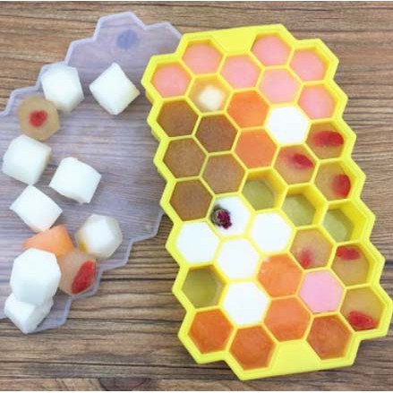 ES001 CETAKAN ES BATU SILIKON MPASI BENTUK HONEYCOMB FLEXIBLE ICE CUBE SILICONE TRAY HEXAGON