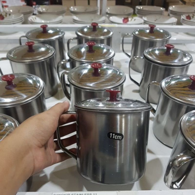 CANGKIR STAINLESS TEBAL/ MUG STAINLESS ANTI KARAT/ GELAS TUTUP STAINLESS/ GELAS STAINLESS MURAH/ CAN