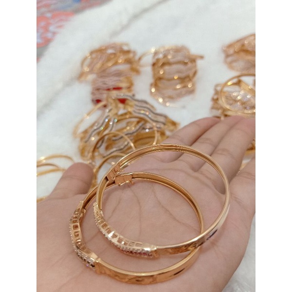 GELANG BANGLE IMPORT PERAK 925 ROSE GOLD