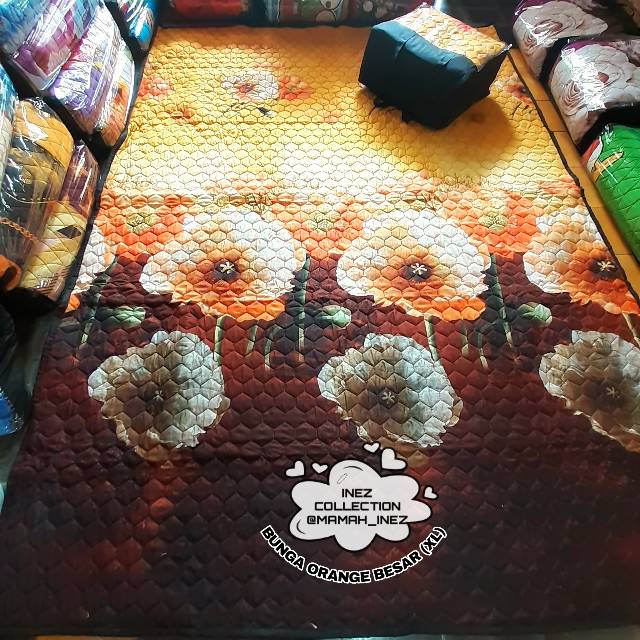 TIKAR QUILTING BUNGA ORANGE XL