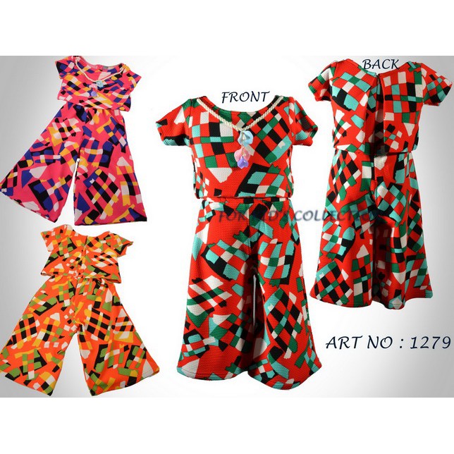 Terusan Jumpsuit Anak Perempuan Bahan Waffel Printing