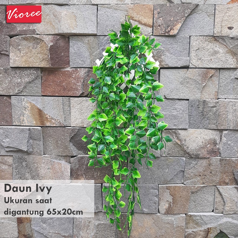 Hiasan Dinding Daun Juntai Plastik Plus Pot Wajik Bunga Hias Dekorasi Pajangan Tembong Rumah Teras R