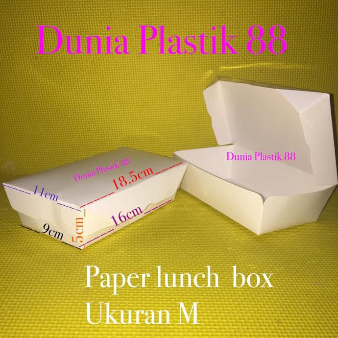 

Isi 50Pcs Paper Lunch Box Kotak Dus Makanan Nasi Kertas Uk M Take Away