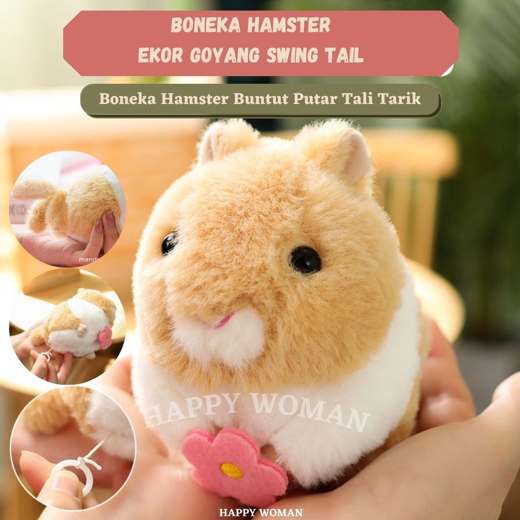 Mainan Anak Boneka Hamster Ekor Goyang Buntut Putar Tali Tarik Cute