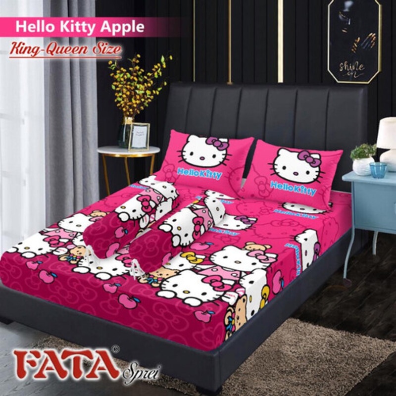 FATA Sprei - Sprei Fata King 180x200 cm Motif Hello Kitty Apple