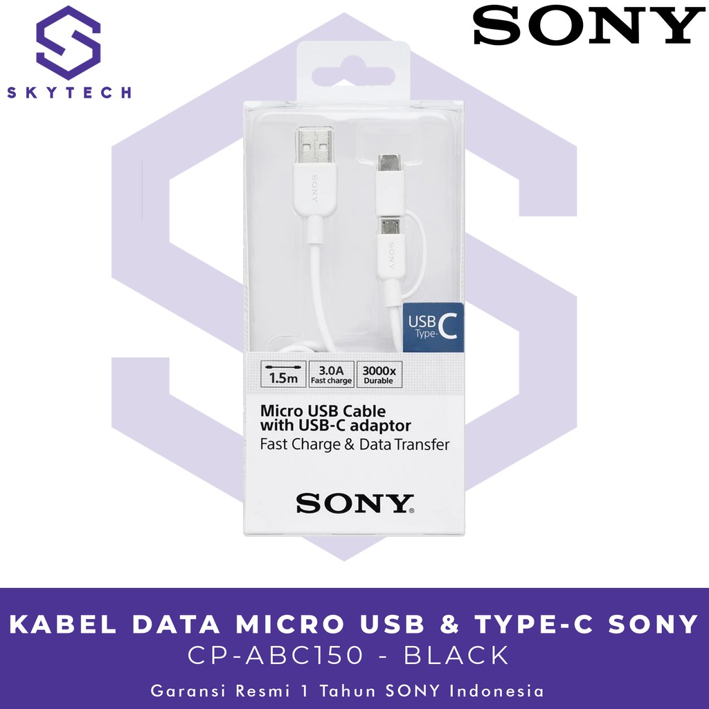 KABEL DATA MICRO USB &amp; TYPE C CP ABC150 WHITE ORIGINAL GARANSI RESMI