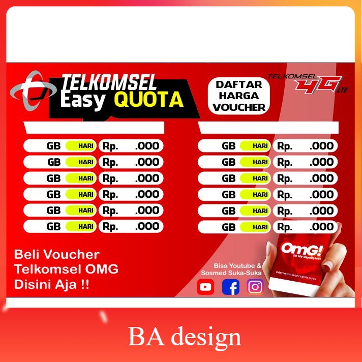 

Poster Kertas Daftar Harga Paket Data Kosongan Telkomsel Untuk Usaha Konter Pulsa - BA Design