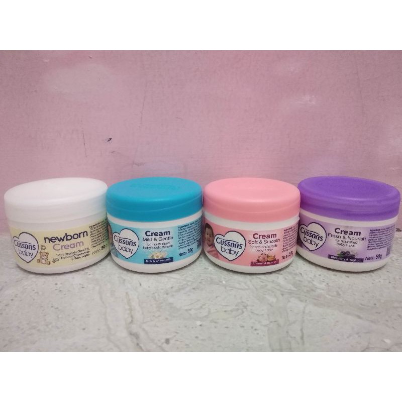 Cussons Baby Cream Jar 50gr (New Born, Mild&amp;Gentle, Soft&amp;Smooth)