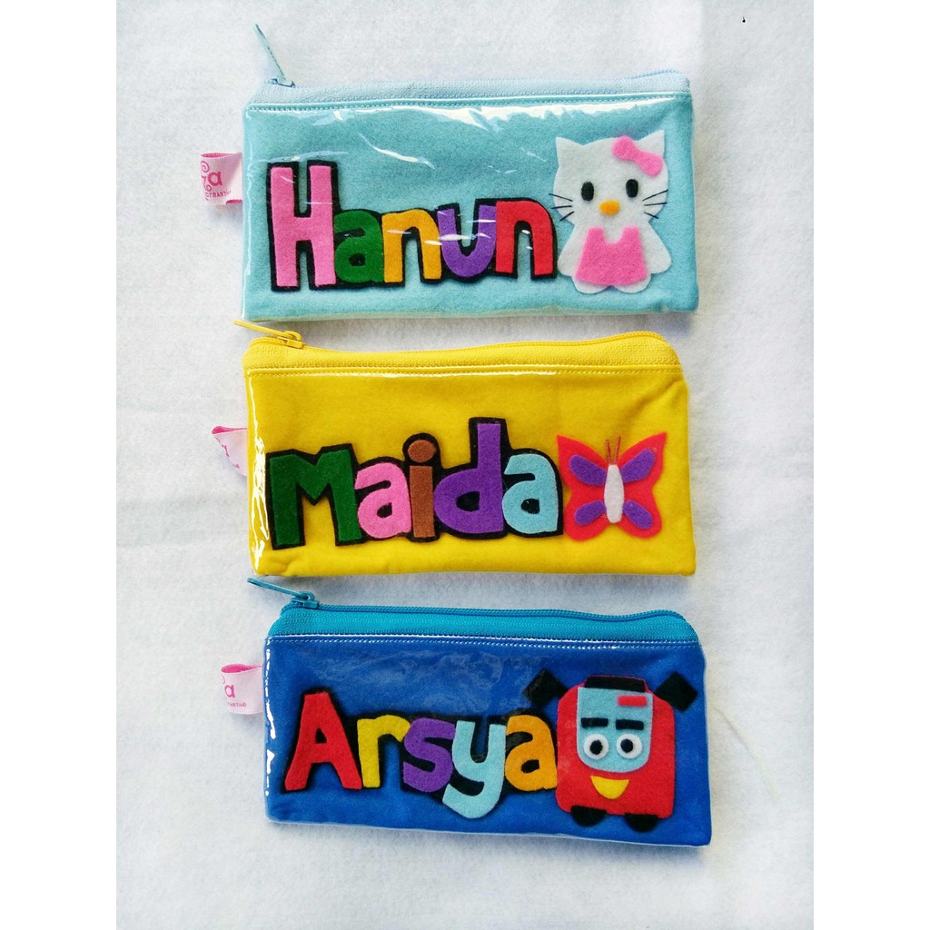 

Dompet Pensil Case Custom Unik - Desain Huruf Nama dan Gambar 01