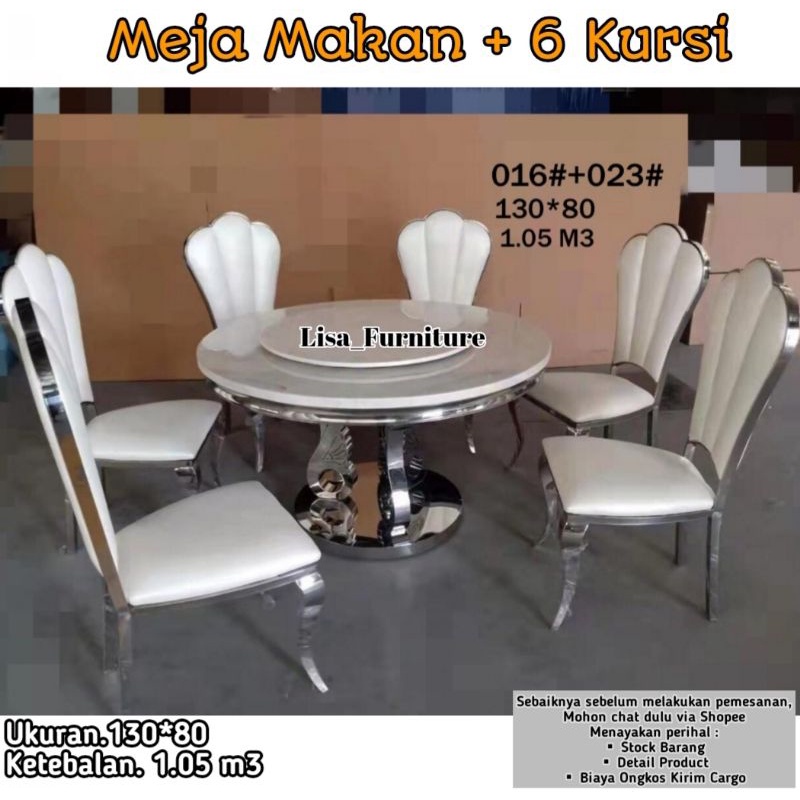 Meja Makan|Meja Makan Marmer Import|Meja Makan Marmer Import 6 Kursi|Meja Makan Marmer Minimalis